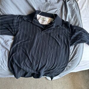 Cyress Links Golf Wear Mens Medium 100% Cotton NWOT Striped Black Polo Pockets